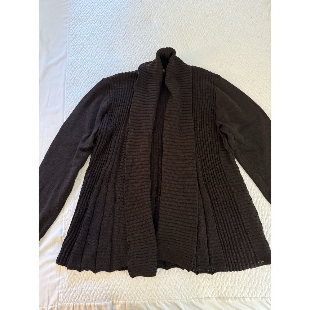 Say What Black Cardigan Womens 3X Draped Shawl Open Front Sweater